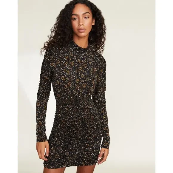 Veronica Beard Greta Dress, Ruched Bottom, Sexy, Black -Multi Color Sz L - Picture 2 of 15